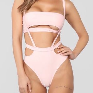 Pink Suspender Fashion Nova Swim Suit